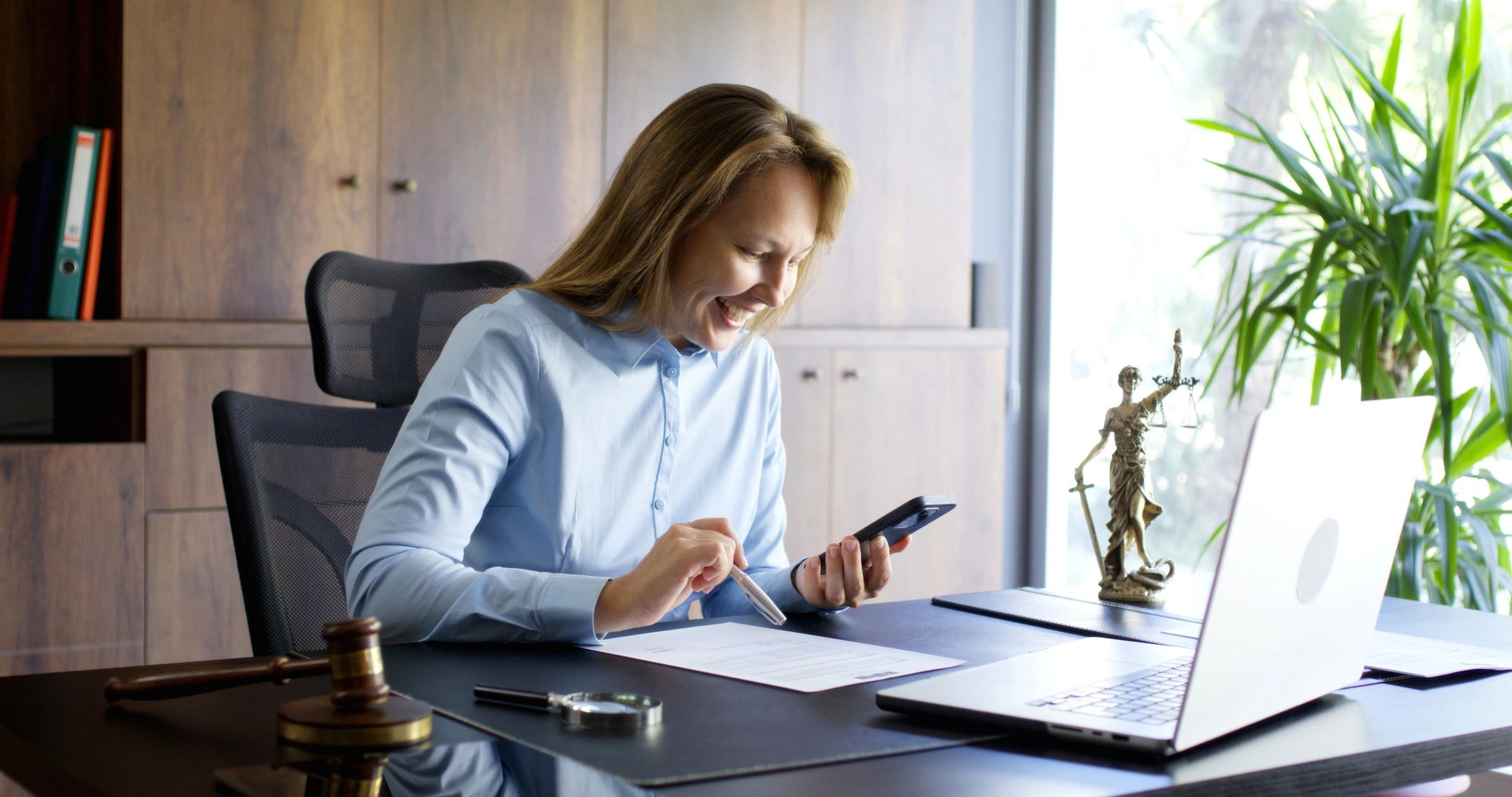 Legal professional at desk